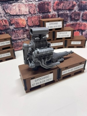 3D Printed CHEVY BLOWN BIG BLOCK with TH-400 Trans 1/24th - 1/10th MADE IN USA