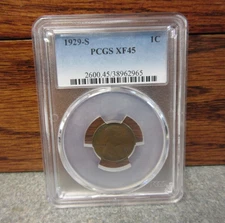 1929-S Lincoln Wheat Small Cent PCGS : XF45 : Tuff this Nice / Straight Grade