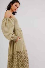 Free People Perfect Storm Summer Boho Midi Dress, Green, Medium, RRP $158