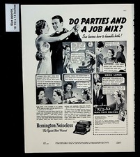 1937 Remington Noiseless Typewriter Job Party Woman Work Vintage Print Ad 31596 thumbnail