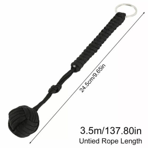 Paracord Keychain With Steel Ball Backpack Outdoor Survival Monkey Fist Durable - Picture 4 of 4