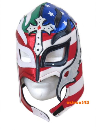 Rey Mysterio Adult Lucha Libre Wrestling Mask Divided Heart Mex-USA Soccer Mask - Afbeelding 1 van 2