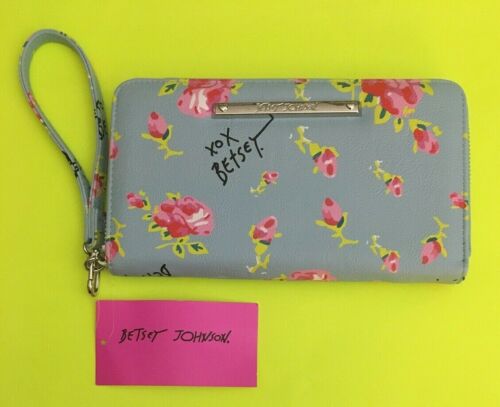 ❤️RAR AUSVERKAUFT - NEU BETSEY JOHNSON BLAU BLUMEN Geldbörse CLUTCH ARMBAND❤️ - Bild 2 von 8