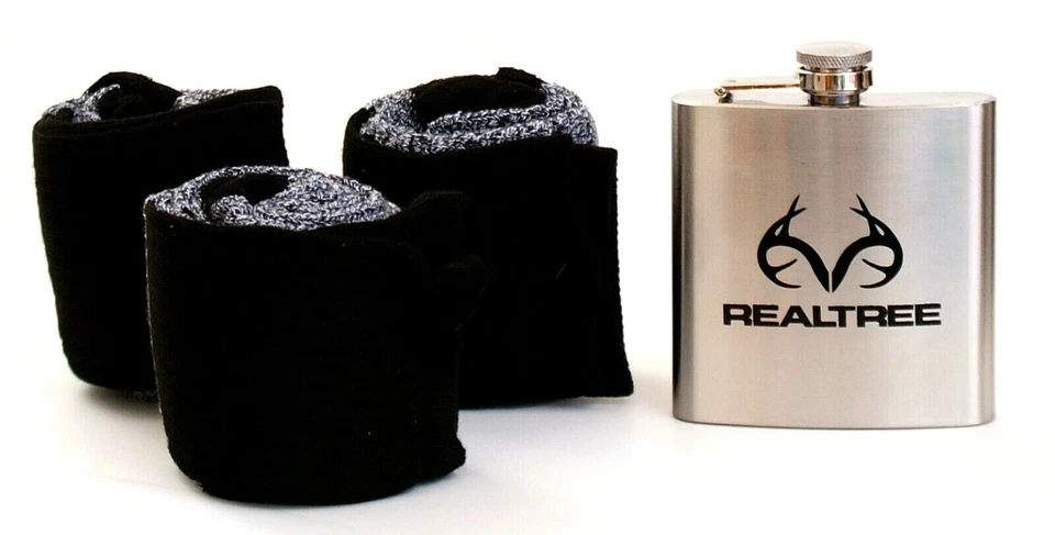 Meias térmicas Realtree Edge 3 pares cinza e preto tripulação e frasco premium novo na caixa - Imagem 2 de 2