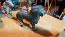 1920's STANDING LION 4" Cast Iron Still Bank A.C. Williams Original Gold Paint