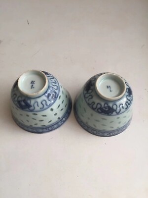 中国古磁器　清青花高碗 中国骨董 青花磁茶碗 染付 明清磁器 古玩 アンティーク 古美術 蒐集家