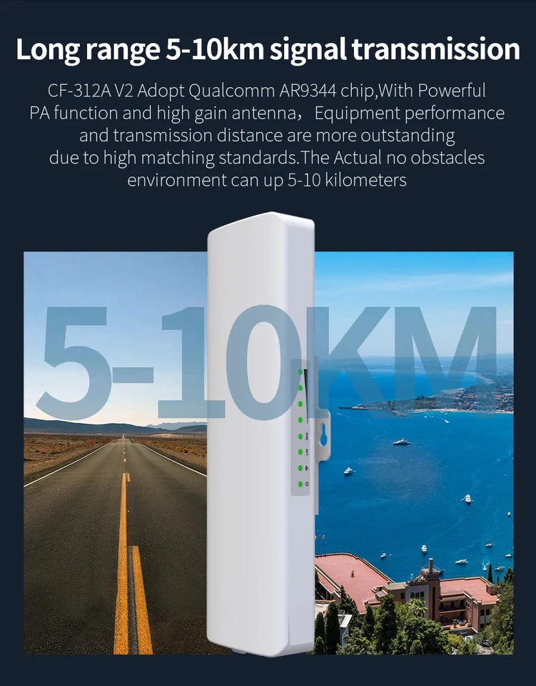 300Mbps Outdoor Wireless Bridge CPE 2.4G/5.8G 3-10KM Access Point Long Range - Image 4 of 4