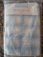 2 Vintage Carter's Receiving Blankets Blue Plaid NIP 100 Cotton Made in USA