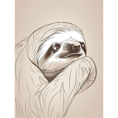 Faultier Linie Zeichnung Illustration mit Highlights riesiges Wandbild Poster Druck riesig