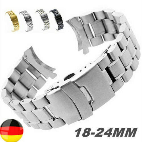 18-24mm Ersatz für gebogene Rostfreier Fest Stahl-Metall-Uhrenarmband 180mm DE - Bild 1 von 16
