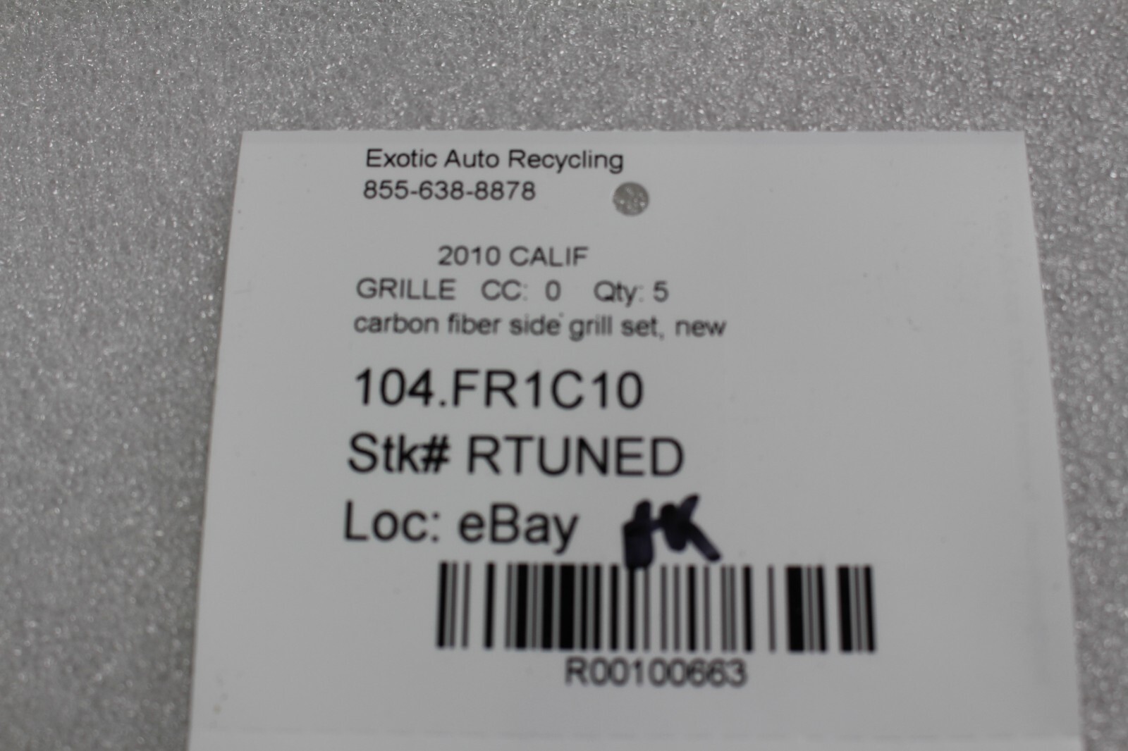 Ferrari California, Carbon Fiber, Side Grille Set, New, RTUNED