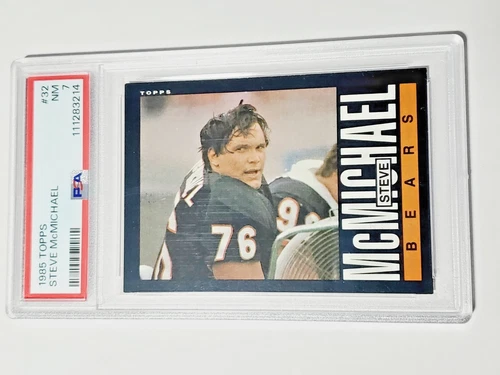 1985 Topps Steve McMichael #32 RC card Chicago Bears HOF PSA 7 NM Newly Graded