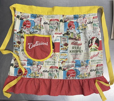 Vintage Kellogg's Rice Krispies Apron Cereal Corn Flakes Delicious Eat Milk