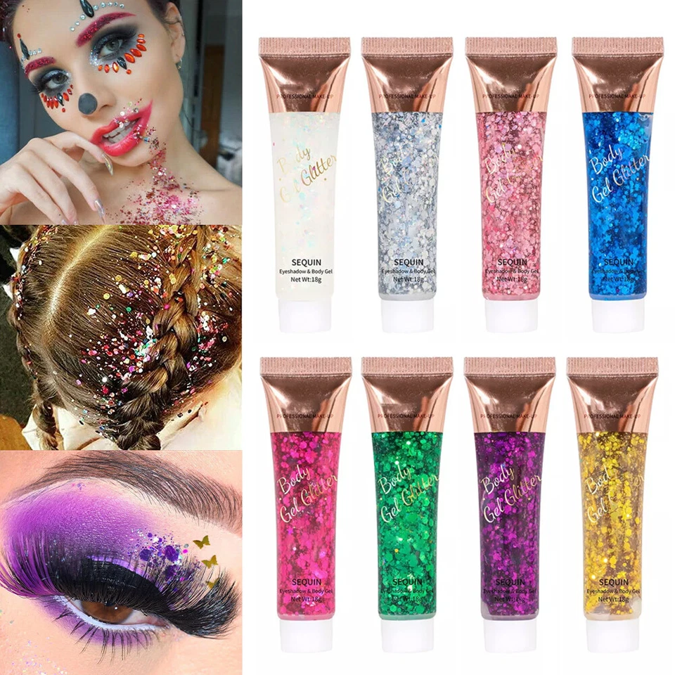 Face Glitters Body Gel Sequins Liquid Eyeshadow Chunky Glitter For Face Ha 」 - Image 3 of 4