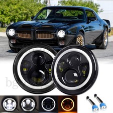 Pair 7inch Led Headlights Hilo Drl Angel Eyes For Pontiac Firebird 1970-1976 Pair 7inch Led Headlights Hilo Drl Angel Eyes For Pontiac Firebird 1970-1976