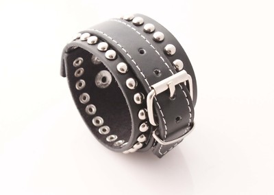 Breite Manschette Leder Multi Nieten verstellbare Schnalle Armband