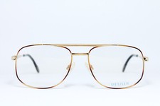 METZLER Germany 1319 653 Vintage Eyeglasses Frame Aviator Square Unique Gold