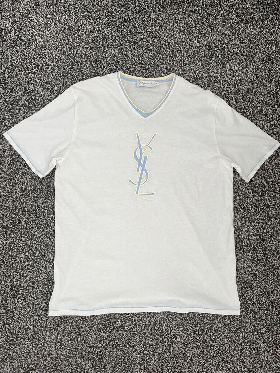 Yves Saint Laurent YSL Men's White T Shirt Big Logo Size XL Yves Saint Laurent YSL Men's White T Shirt Big Logo Size XL