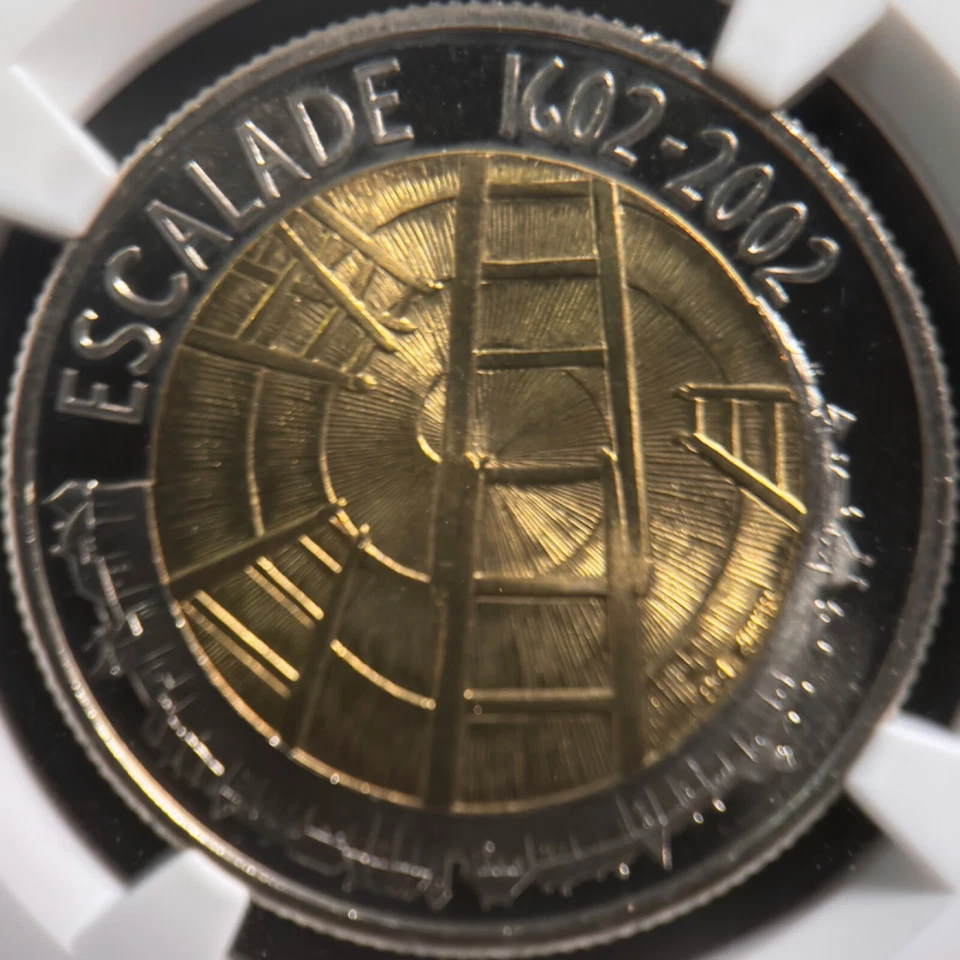SWITZERLAND. 2002, 5 Francs - NGC MS67 - Geneva, L'Escalade, Ladders, Vegetables - Image 3 of 4