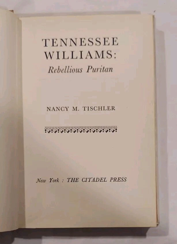 Tennessee Williams: Rebellious Puritan By Nancy Tischler 1961 Foto 3 de 4
