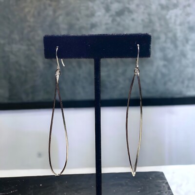 Vintage 14k Weißgold gedrehte lange Statement Creolen