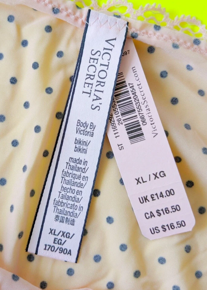 Victoria's Secret XL Body de Victoria Color Melocotón Lujo Encaje Punteado Bikini Panty Foto 4 de 4