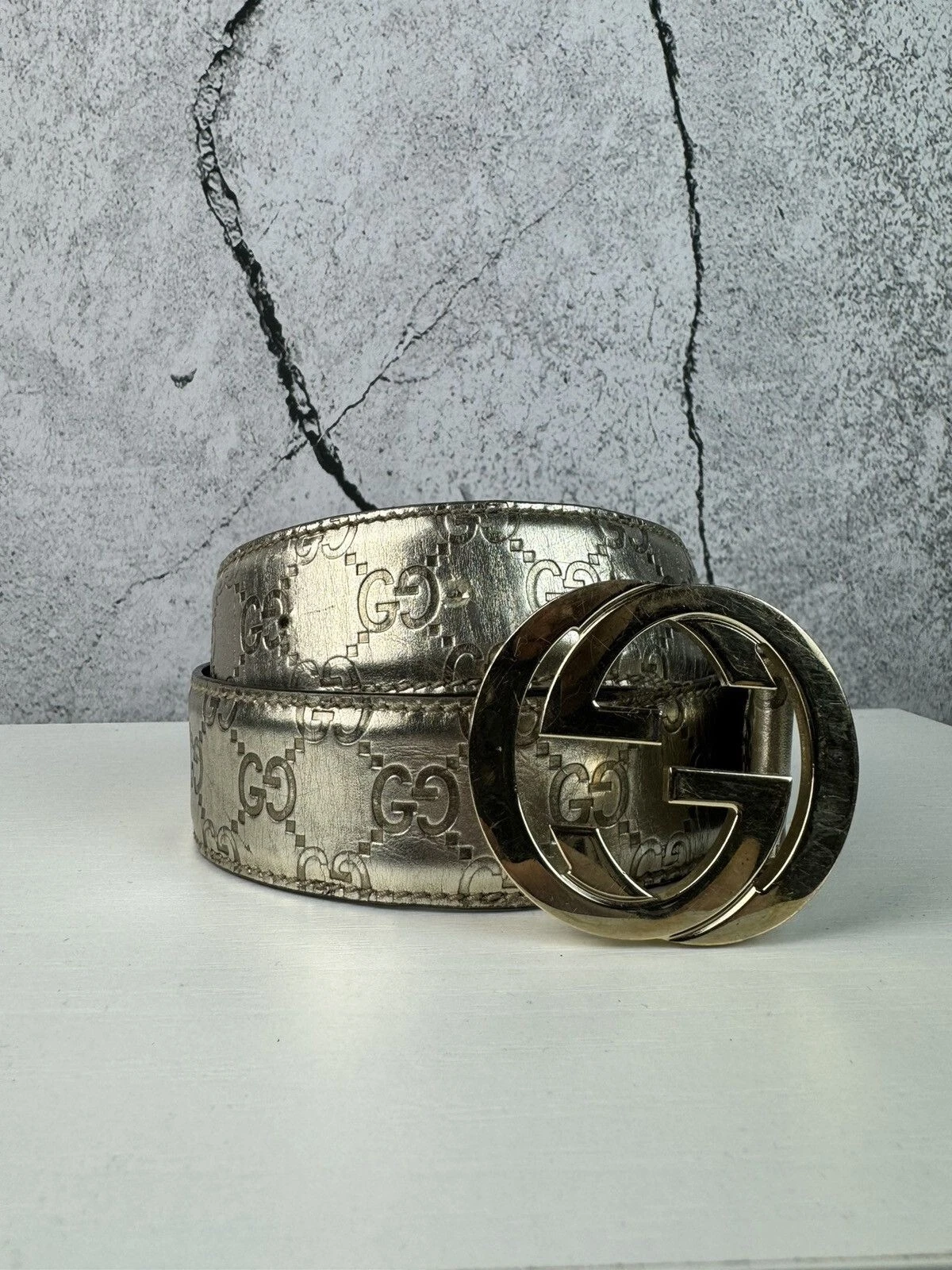 Ceinture en cuir logo GUCCI GG fabriquée en Italie