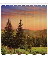 Forest Shower Curtain, Fir Trees and Pine Spruce by the Side Hills, 75 inches