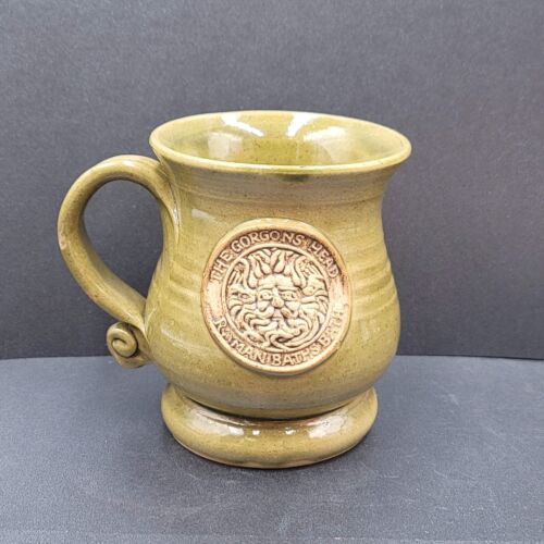 Vintage The Gorgons Head Roman Baths Bath Stoneware Pottery Mug Green - Picture 1 of 12