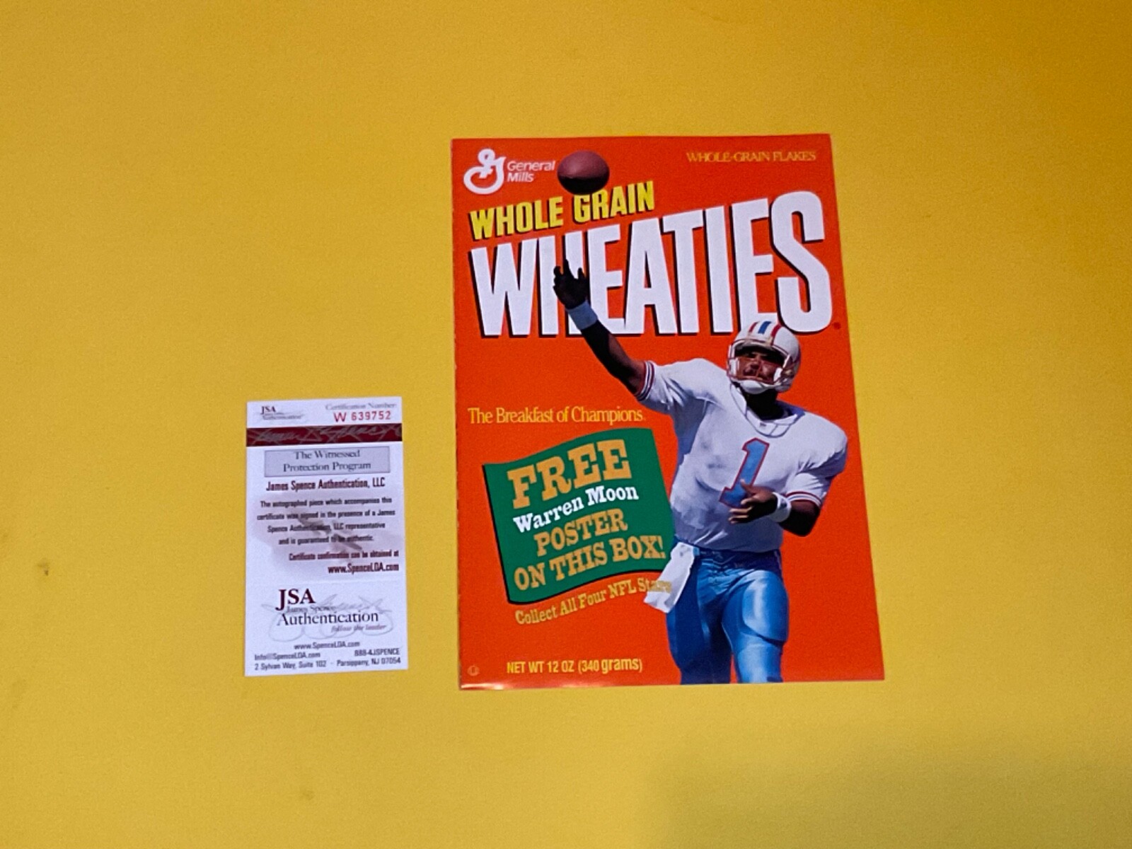 Warren Moon Autographed Signed WHEATIES POSTER JSA 