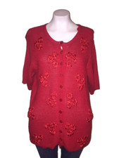 Victoria Jones Sweater Red Coastal Grandma Cottagecore Vintage Petite Medium