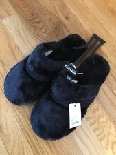 Women's Sonoma Goods For Life Black Faux Fur Clog Slippers Size XXL 10-11