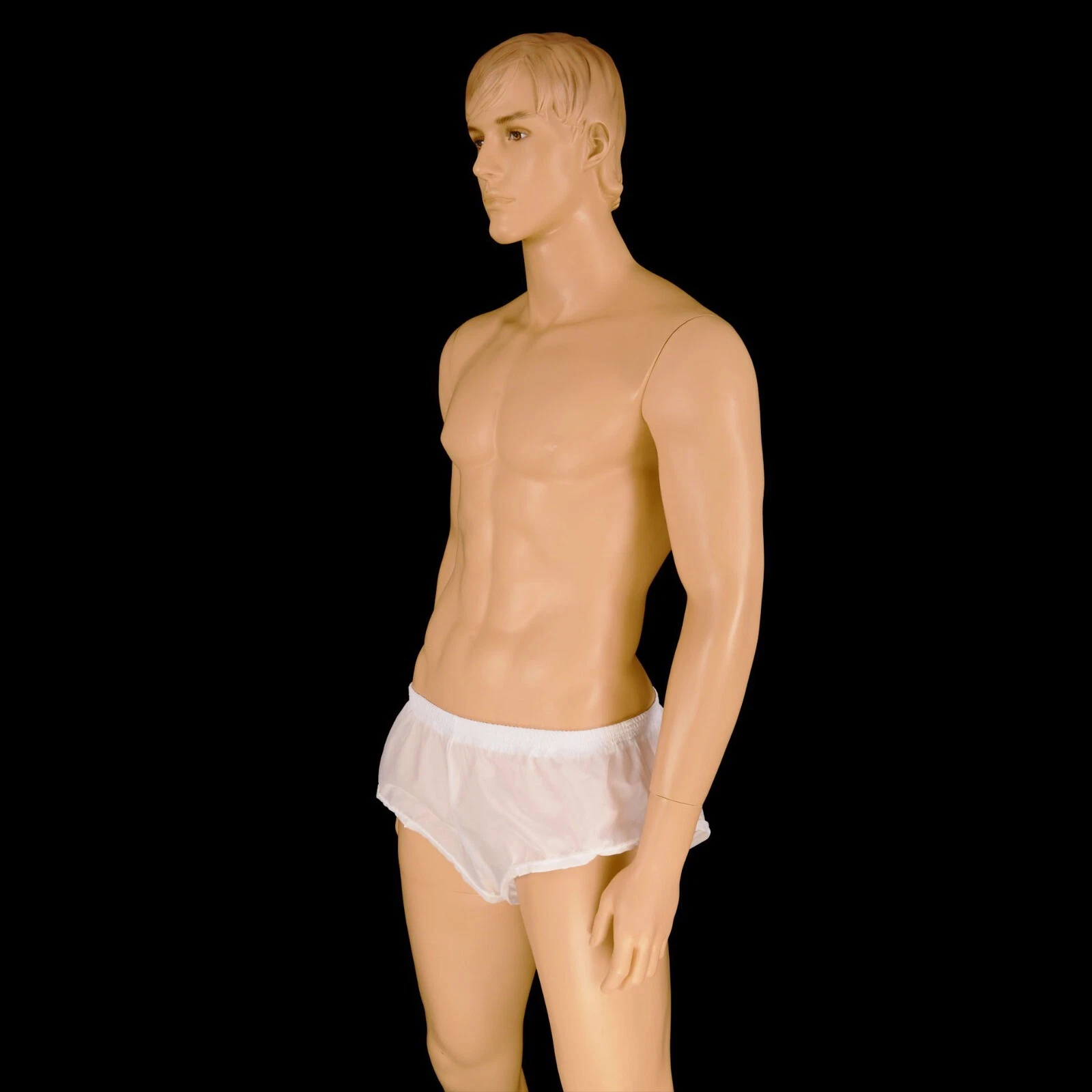 Men's White Sheer Polyester/Nylon, Original Cut Booty Shorts