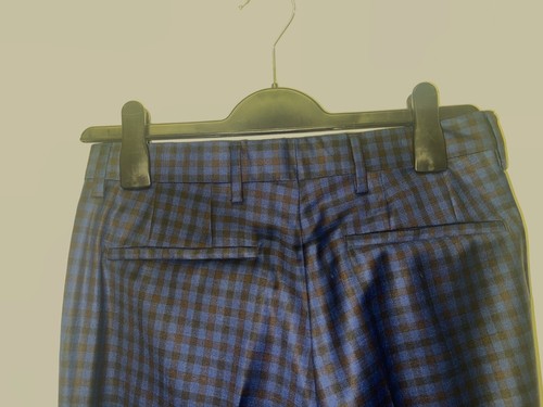 PAUL SMITH SUIT TROUSERS navy/black 100% wool W28 L36 unhemmed BNWOT 9216 - Picture 4 of 10