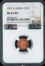 1991 South Africa Cent NGC MS65 RD Quality
