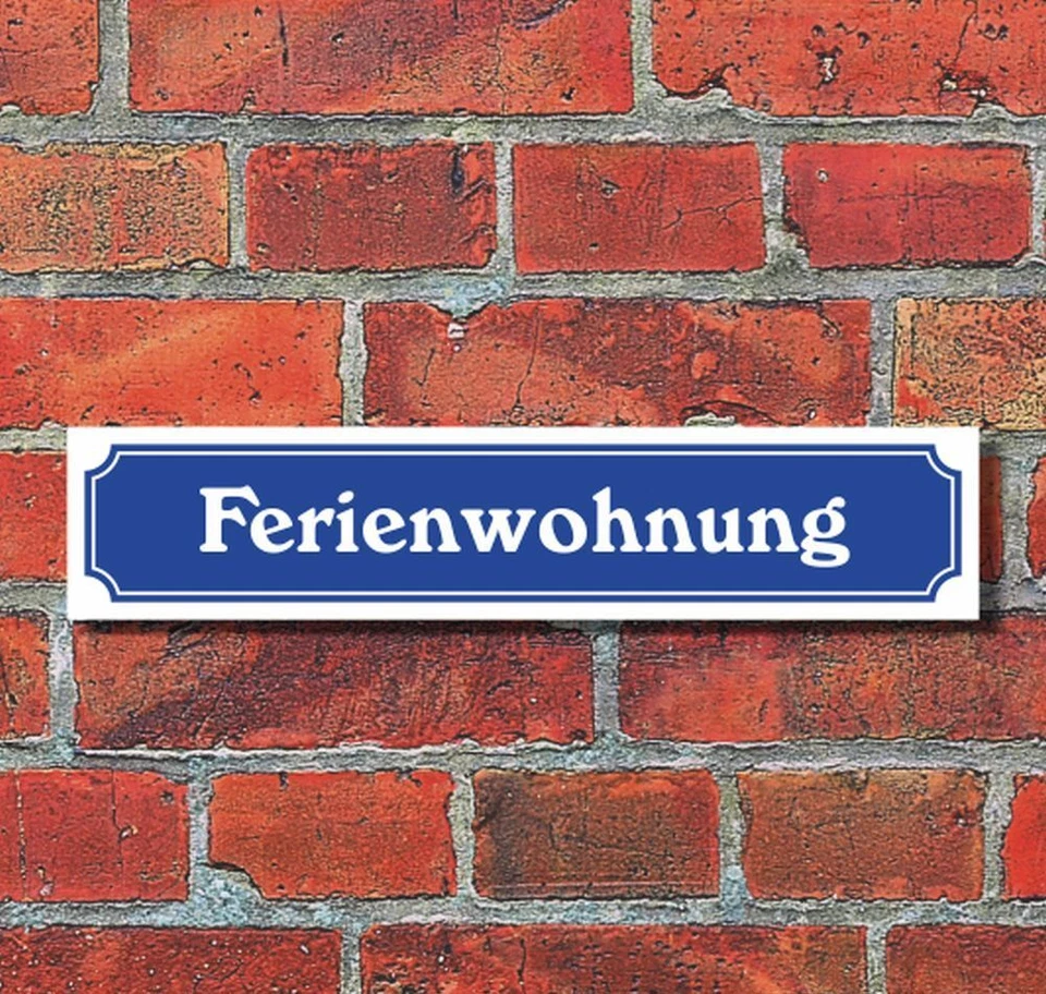 WERBEDEAL24 Schild im Straßenschild-Design "Ferienwohnung", 3 mm Alu-Verbund - 52 x 11 cm