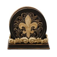Ll Home Fleur-de-lis Carved Scrolls 4 Coaster Set , New, Free Shipping on sale Ll Home Fleur-de-lis Carved Scrolls 4 Coaster Set , New, Free Shipping on sale