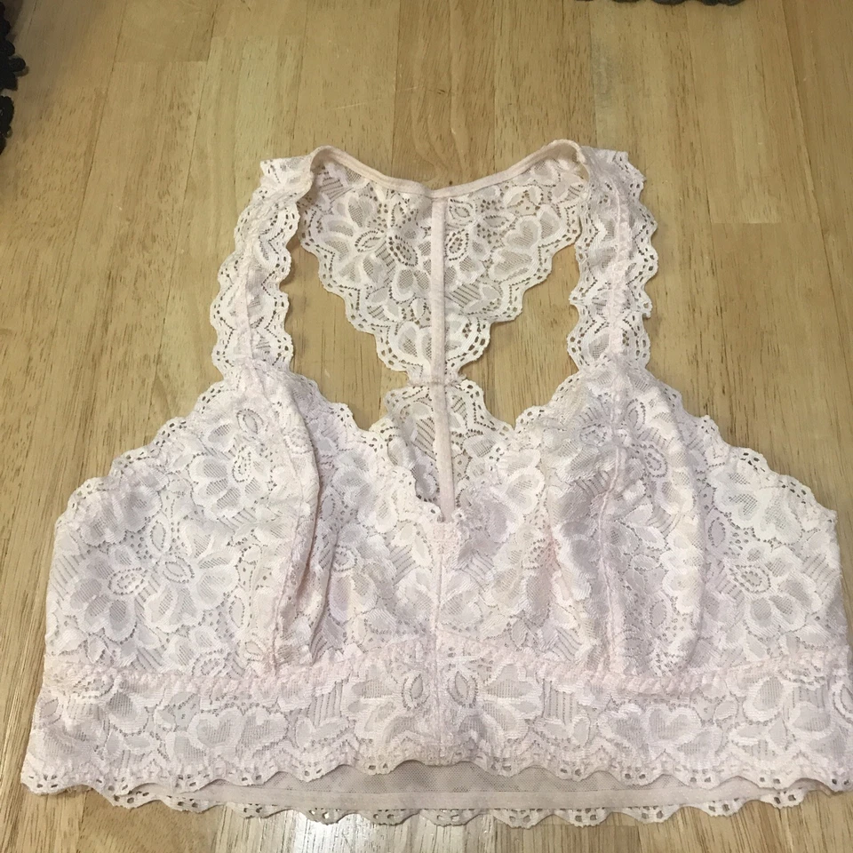 Felina Lencería Inalámbrica Top Mujer 2 Racerback Bralette Encaje Rosa Gris Talla S/C Foto 2 de 4