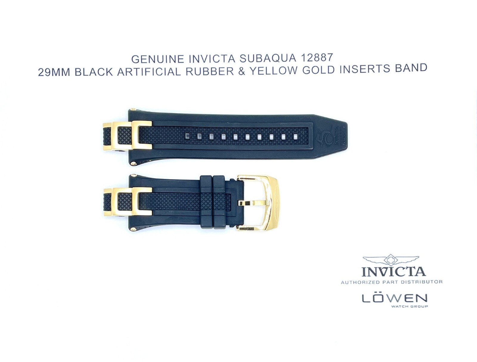 Authentic Invicta Subaqua 12887 Black Polyurethane & Yellow Gold Plated