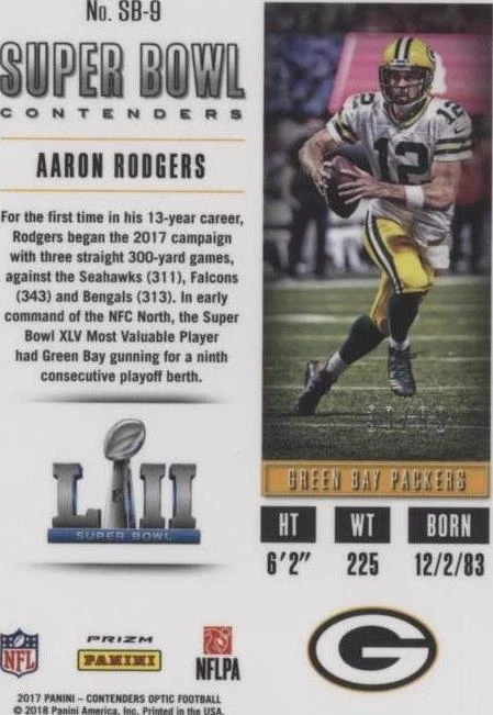 2017 Panini Contenders Optic Aaron Rodgers #SB-9