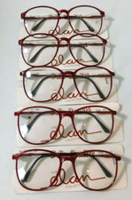 Vintage 5 Pc. Lot ELAN 600 Red Amber 57/17 P3 Carbon Eyeglass Frames NOS 405