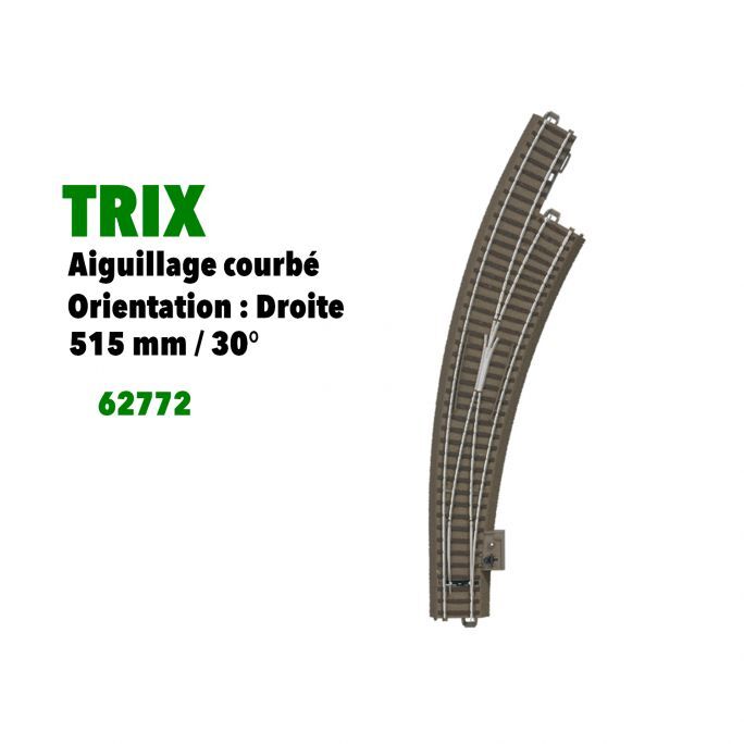 Aiguillage courbé TRIX 62772 HO pour étendre un grand circuit de train miniature