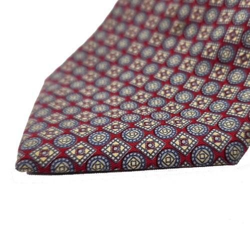 Liberty of London 80s‑90s Black Label Silk Tie 55"L Maroon Geometric USA - Picture 2 of 9