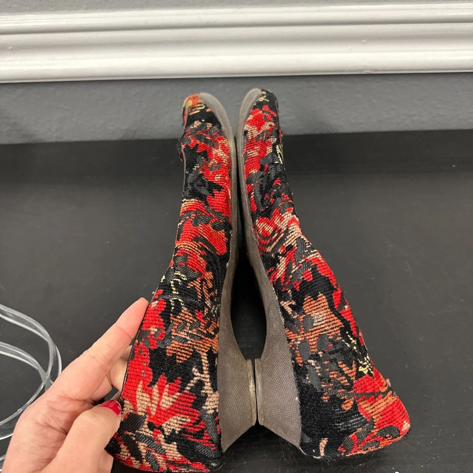 De Colección y2k Dos Labios Rojo Paisley Damasco Pana Tapiz Zapatos Planos Mujer Talla 11 Foto 4 de 4