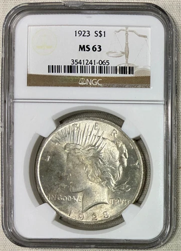 1923 Silver Peace Dollar, NGC MS-63