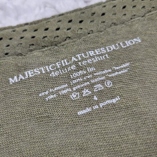 Majestic Filatures Paris Shirt Women's 4 Leather Linen Snap Collar Open Green - Picture 5 of 9