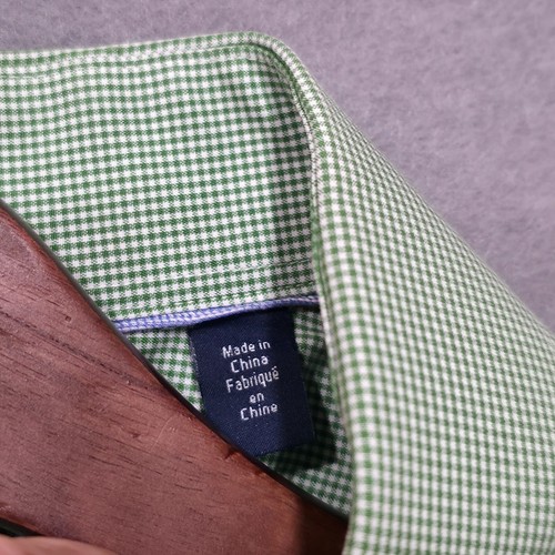 Tommy Hilfiger Men's Green Check Long Sleeve Button Up Dress Shirt Size 16-32/33 - Picture 5 of 8