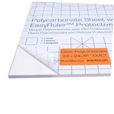 Polycarbonate Plastic Sheet 24" X 48 X 0.354 (3/8") Exact with EasyRuler Film, 