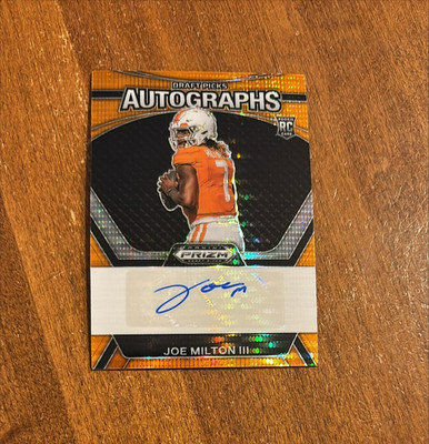 Joe Milton III 2024 Prizm Draft Orange Pulsar Rookie Auto Tennessee Cowboys /49