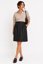 Vtg Talbots Pleated Linen Skirt 10 Black Lined High Waist Knee Length Hong Kong